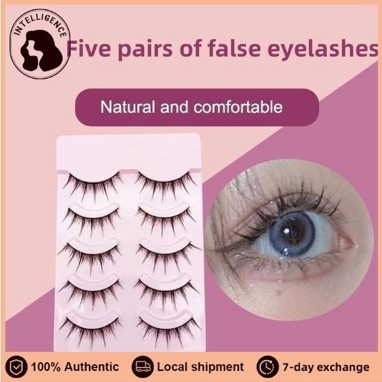 5 Pairs Natural 3D Dense False Eyelashes Soft Transparent Core Fake Handmade Eye Lashes
