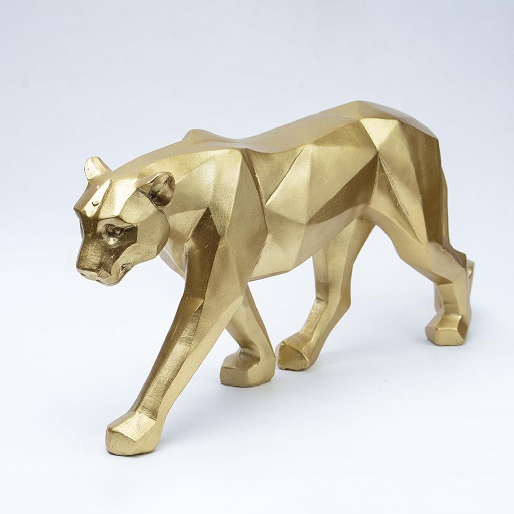Decorative Golden Leopard Statue for Home & Office | Animal Showpiece for Living Room, Bedroom, Office Table, Study Desk & Reception