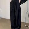 Women's High-End Black Wide-Leg Suit Pants: Autumn Loose-Fit, Slimming, Versatile, Straight-Leg, Floor-Length
