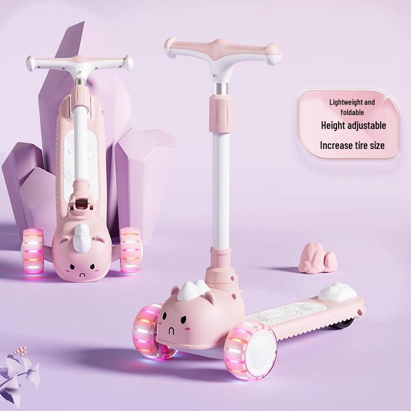Children's Foldable Scooter for Ages 3-12, Pedal Model, Suitable for Boys and Girls