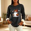 Women's Lined Long Sleeve Neck Halloween Print Top