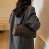 Retro PU Cylinder Bag For Women Trendy Large Capacity Commuting Underarm Bags Solid Color Zipper Female Shoulder Pack