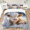 3pcs Winter Wonderland Cow Bedding Set - Includes One Quilt Cover and Two Pillowcases (No Core) - Festive Gift for Home Decor - Polyester Fa