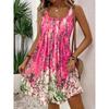 GMXIA Women's Fashion Summer Spring U-Neck Sleeveless Solid Color Print Casual Dresses