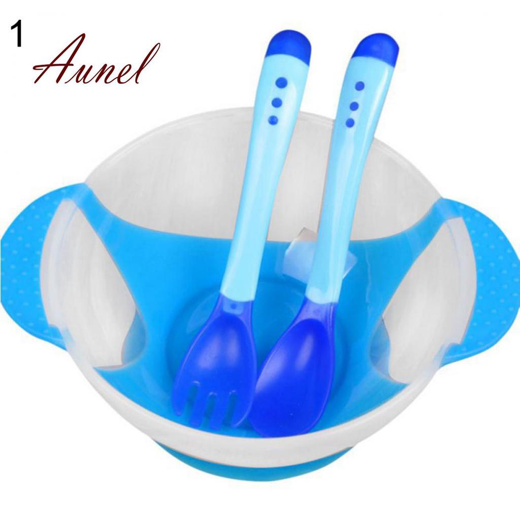 Smart Baby Suction Cup Training Feeding Bowl + Spoon + Fork Tableware Set