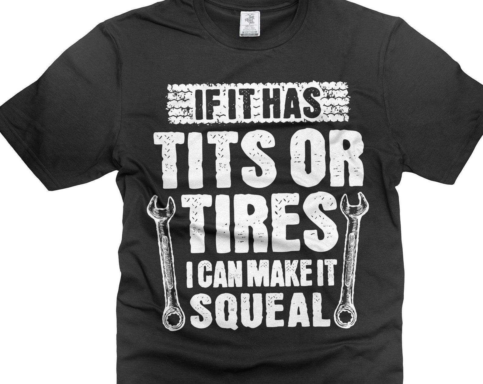 Mens Funny T-Shirt Mechanic Shirt Humorous Gifts funny Mechanic Tee Tits Or Tires Shirt Funny Gifts Father s Day Mechanic Shirt For Him Men 4XL