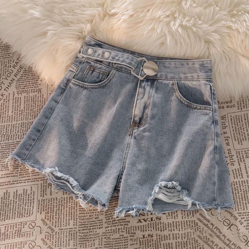 

Stylish 2024 Summer Girls Floral Puff Sleeve Shirt And Denim Shorts Set For Kids shorts,110cm/43.31in