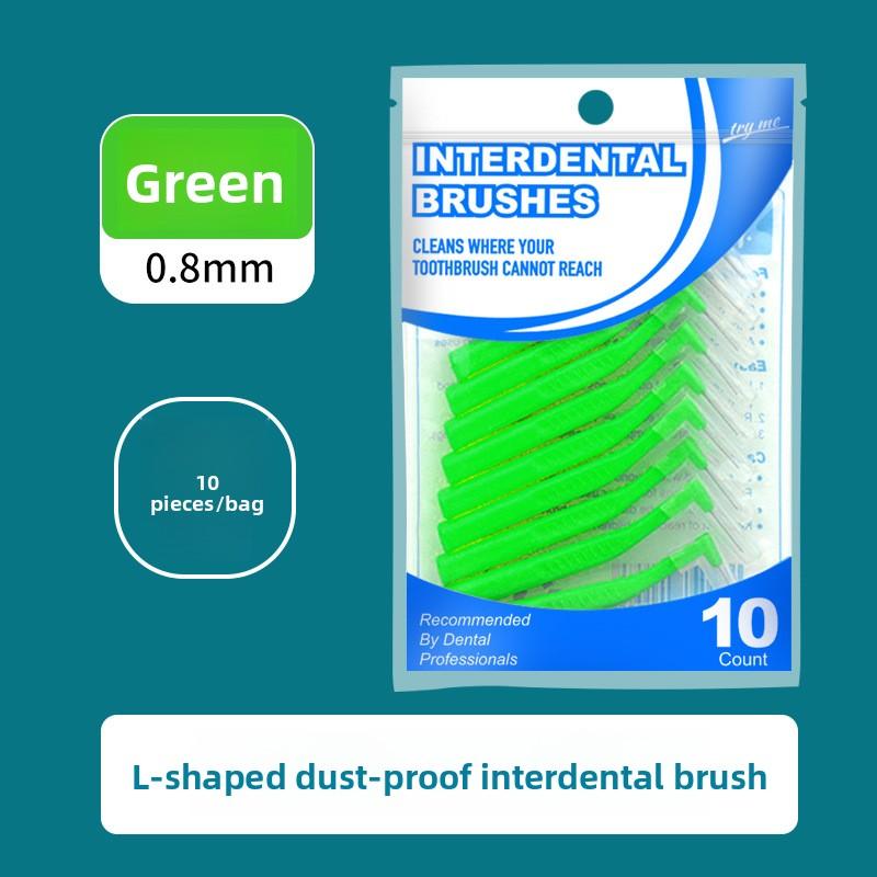 10Pcs Interdental Brush L-shaped Oral Interdental Brush Gap Brush Teeth Cleaning Brush