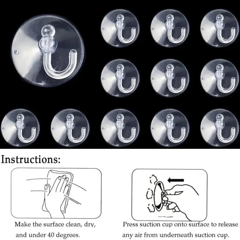5/10/20pcsProfessional Transparent Suction Cup Plastic Hook for Bathroom and Kitchen Tiles