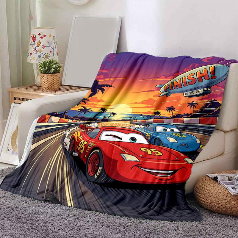 1pc Mcqueen Flannel Blanket Soft Warm Throw Blanket for Bedroom Living Room Bed Travel Camping Picnic Gift. M730058