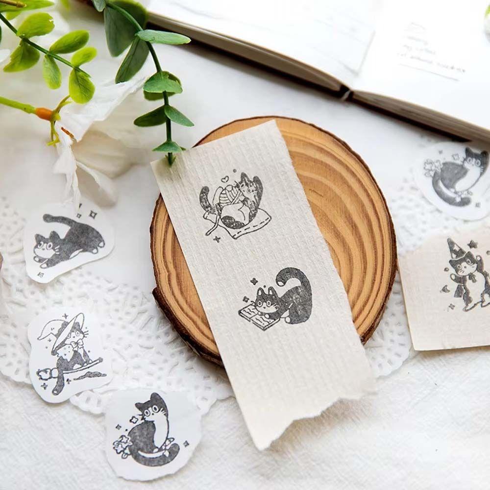 Retro Vintage Wooden Rubber Stamps Diy Craft Cat Seal Stamping Black Cat Stamps  Scrapbooking
