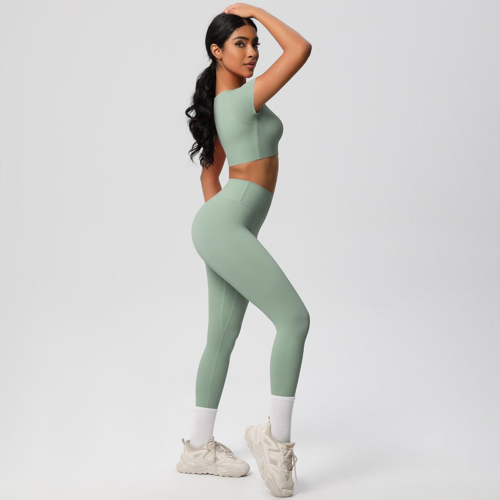 Naked Tight Fitting Quick Drying Yoga Set, Outdoor Leisure Training Fitness Suit, Running Exercise Set, Two-Piece Set For Women