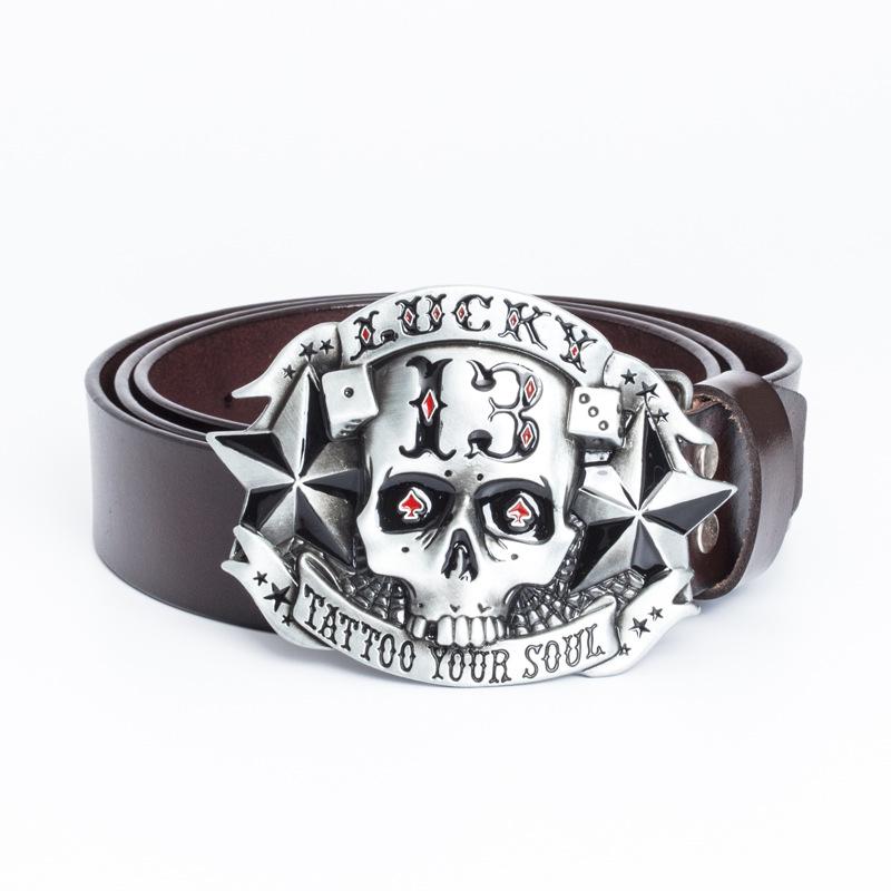 Cinto de Couro Masculino com Fivela de Caveira Retrô - Estilo Personalizado do Velho Oeste Americano