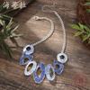 New Color Painting Oil Hollow Oval Geometric Necklace Personality Exaggerated Women's High Sense Irregular Neck Chain