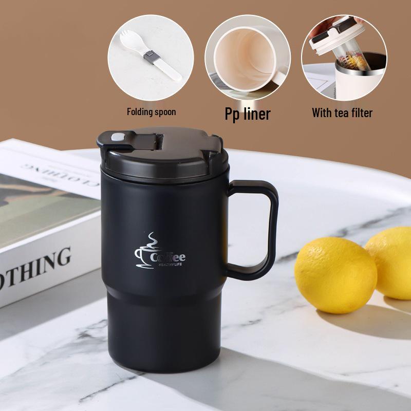 Stainless Steel Mug with Lid & Spoon - Perfect for Coffee, Tea, or Travel