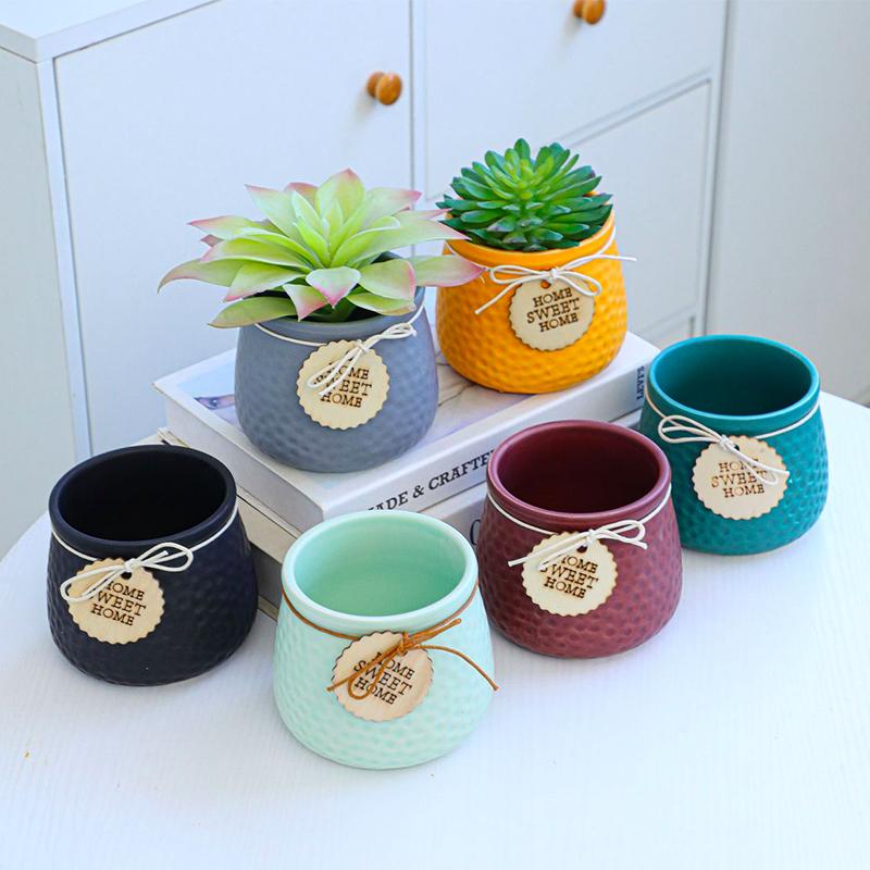 Ceramic Colorful Flower Pot Succulent Pot Plant Pot Planter Bonsai Home Decor Garden Decoration Desktop Ornaments