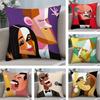 Abstract Cartoon Characters Cushion Cover Plush Fabric Soft Double-Sided Printed Sofa Warm Winter Home Child Gift Pillow Case