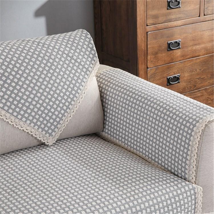 Thickened Non-Slip Cotton and Linen Sofa Cushion Wholesale Modern Simple Plaid Sofa Towel Slipcover Four Seasons