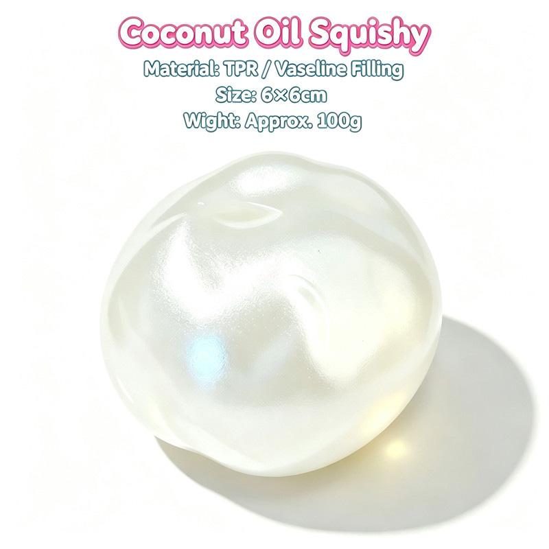6cm Squishy Pearl Coconut Oil Squeeze Toy Shapeable Slow Rising Stress Relief Toy Vaseline Material Stress Ball Decompression Fidget Sensory Toy