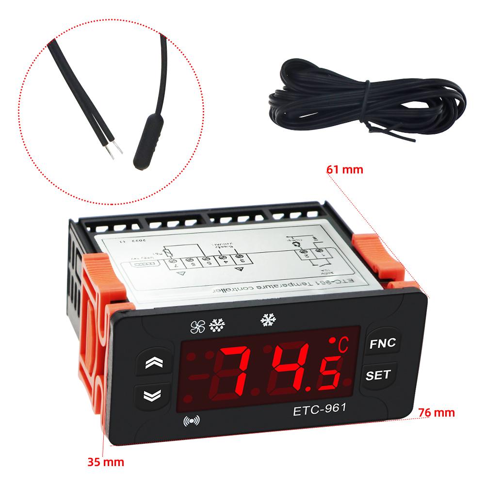 ETC-961 220V Thermostat Temperature Controller Humidity Control Thermometer Hygrometer Refrigeration Alarm NTC Sensor