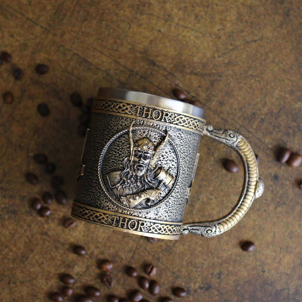 Kubek z czaszką wojownika wikingów z wkładką ze stali nierdzewnej, średniowieczny kufel do piwa kufel filiżanka kawy kubek 550ml GRGR