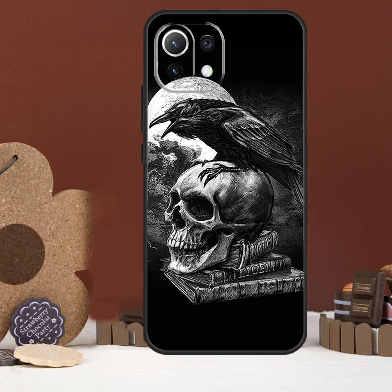 Skull Crow Flower Case For Xiaomi 17 Pro Max 14 15 Ultra 15T 13T 14T POCO F8 Ultra F7 F5 F6 X5 X6 X7 Pro Cover