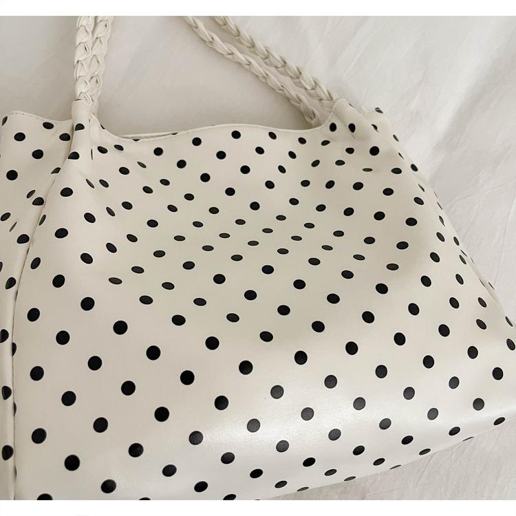 2026 Korean-Style Luxury Polka Dot Tote: Lightweight, Simple Fashion, Women's Single Shoulder Bag, Large Capacity
