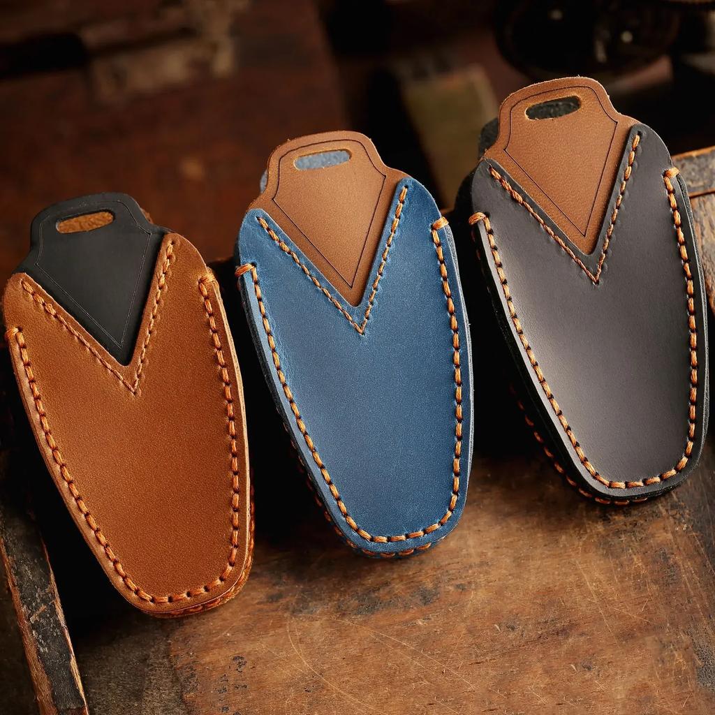 for Vw Touareg L2032 Keyless Entry Smart Remote Accessories Keychain Leather Car Fob Key Case Cover Protector Shell Holder Set
