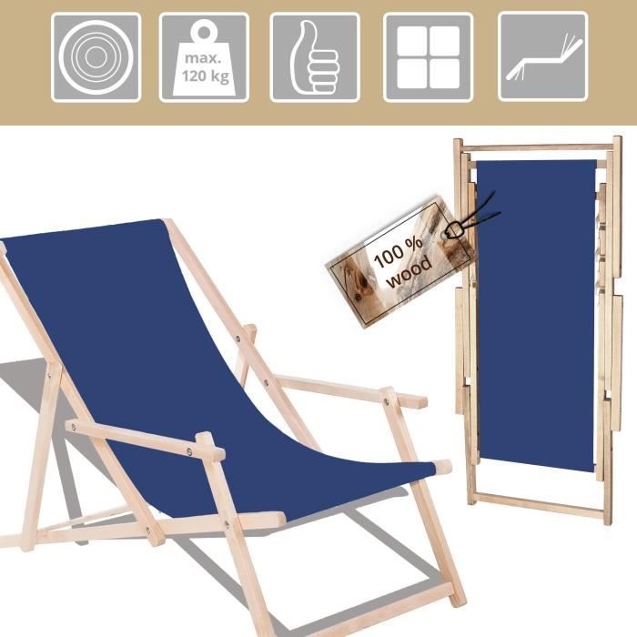 SPRINGOS® Garden Sun Lounger Folding Wooden Sun Lounger With Armrests