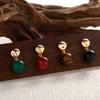 Orecchini a lobo colorati in Argento Sterling S925 Agata Rossa Naturale Agata Nera Giada Verde + Occhio di Tigre Tesoro Tendenza Donna Orecchini a Sfera