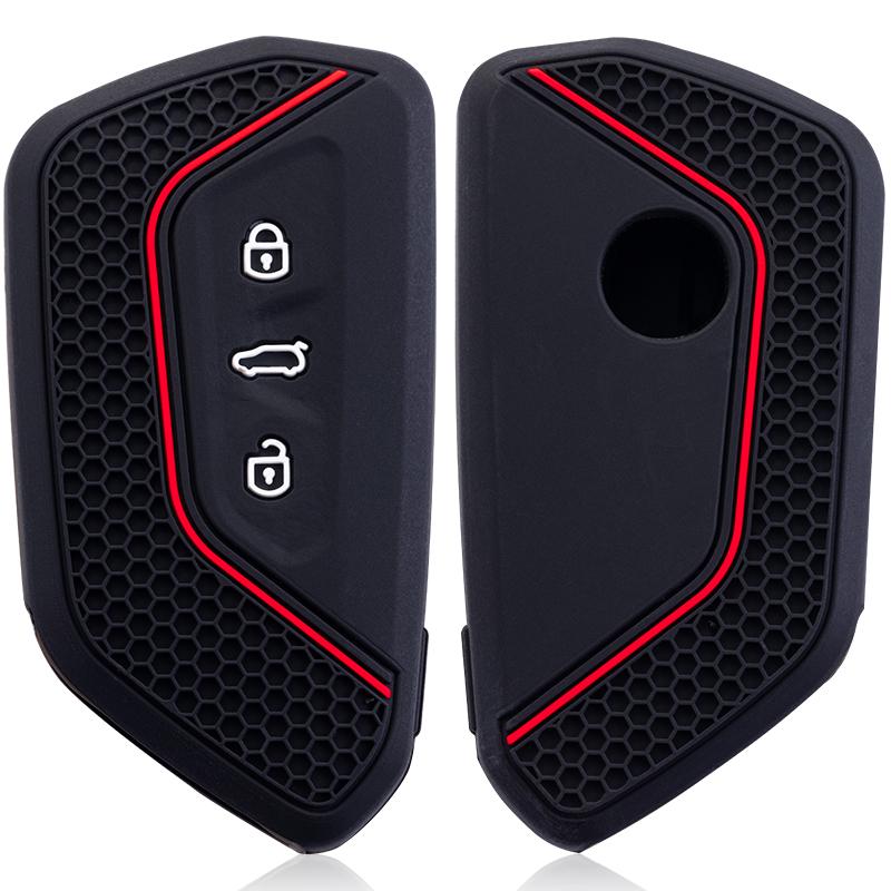 Car Key Case Full Cover Shell For Vw Volkseagen Golf 8 Mk8 Id.3 Id.4 Cupra Skoda Octavia Seat Leon Mk4 - Auto Key Chain