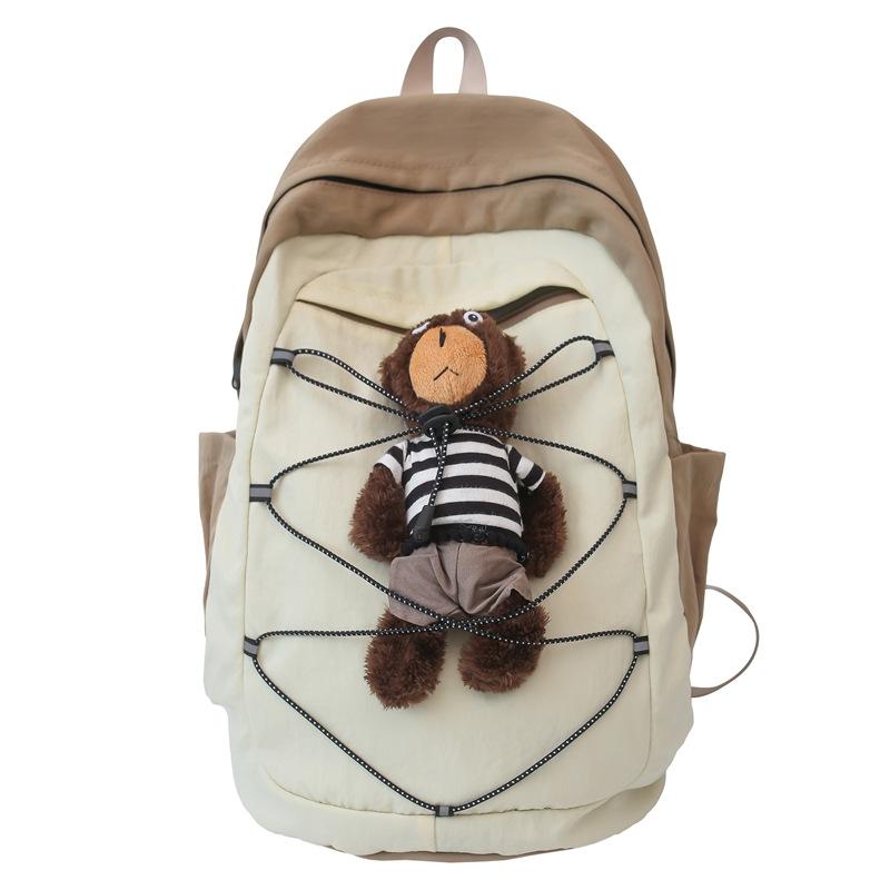 Cute Korean Version of High value New Versatile Bear Backpack Ins College Style Contrasting Color Large Capacity Travel Backpack