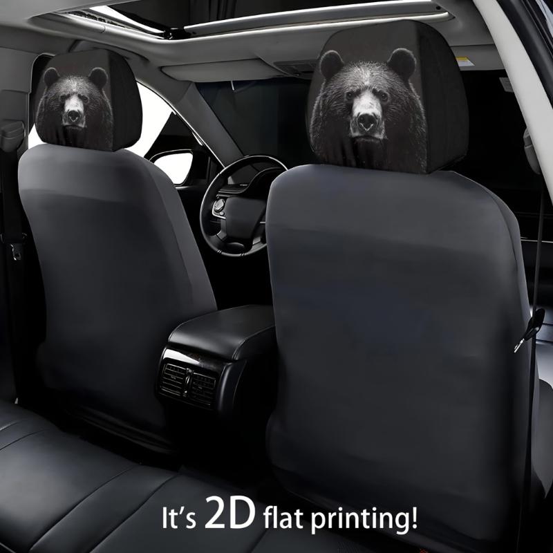 Quick Install Car Headrest Covers Bear Or Themes Strong Polyester Component Elegant Interior Accessories for Car