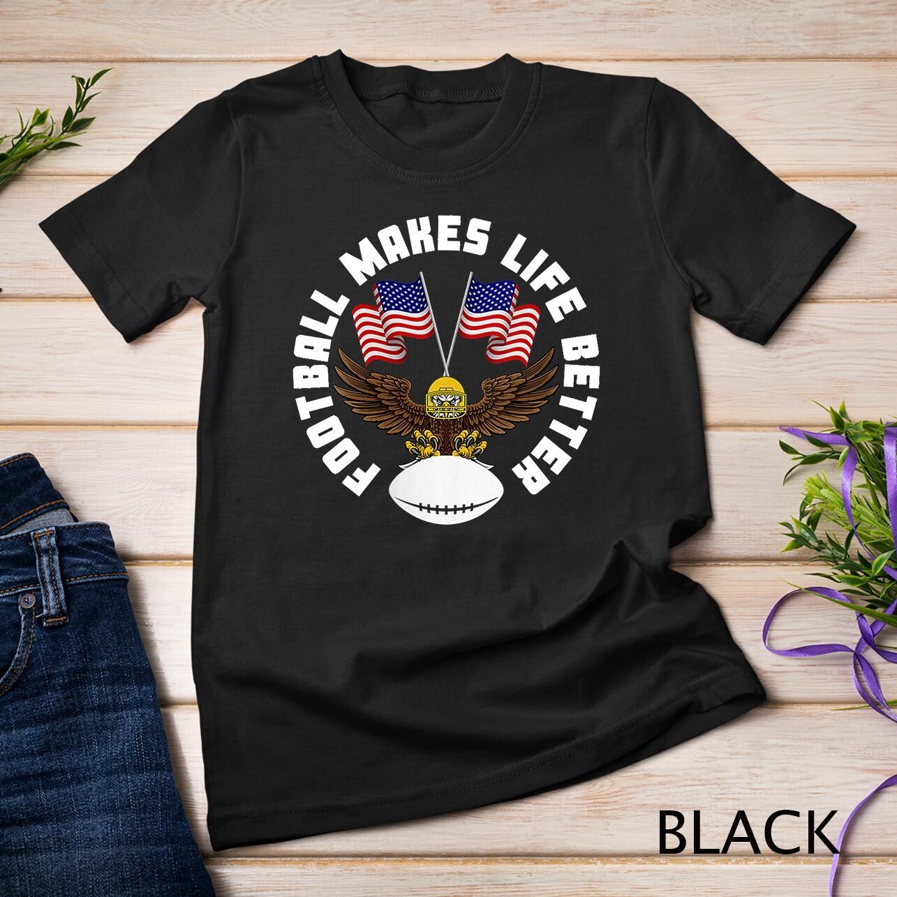 Womens Game Day American Football Graphic Tee US Flag USA Unisex T-Shirt Mens Womens Tees Top S
