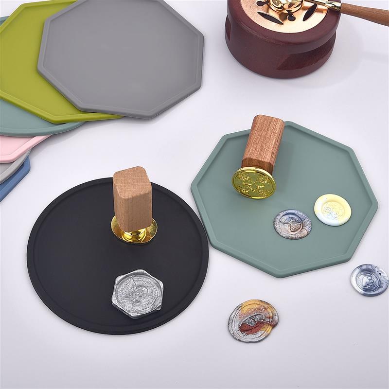 Octagon/Round Silicone Pad For Wax Seal Stamp Sealing Envelope Invitation DIY Scrapbook Tool Table Cup Insulation Pad