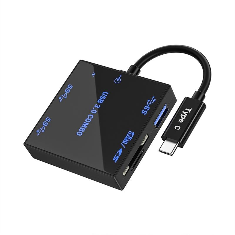 

High Efficiency Glowing USB 3.0 Hub 3 Port Expansion Dock TF Card Reader 5Gbps Fast Data Transfer For Computer Devices 1