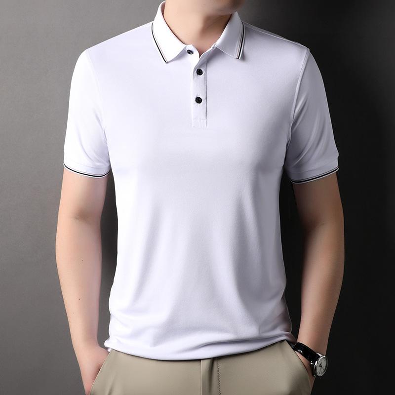 New Middle-aged Men's Short-sleeved T-shirt Summer Half-sleeved Thin Base Shirt Loose Big Size Dad Polo Shirt