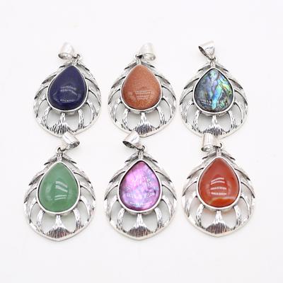 Natural Stone Shell Pendant Exquisite Pattern Retro Pendant For Jewelry Making DIY Necklace Earrings Accessory