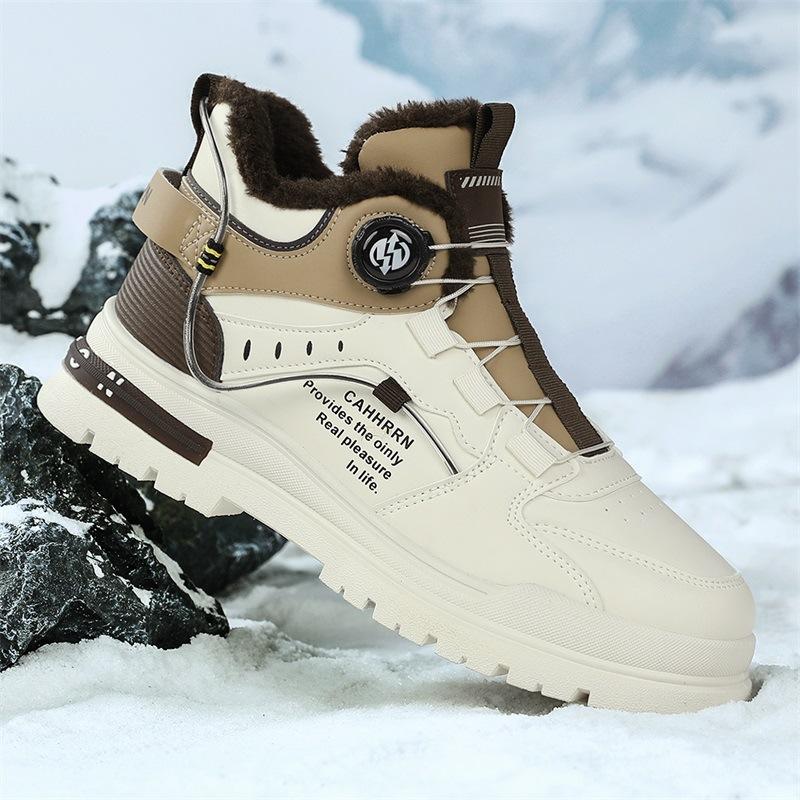Winter men's shoes new rotating buckle versatile velvet Martin boots men's platform casual board shoes