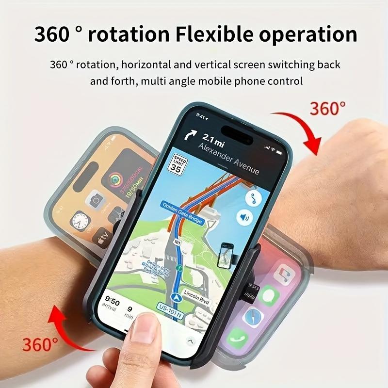 Supporto per Telefono da Polso Regolabile Rotazione a 360 Gradi Vestibilità Universale Bracciale Sportivo per Live Streaming Navigazione in Auto