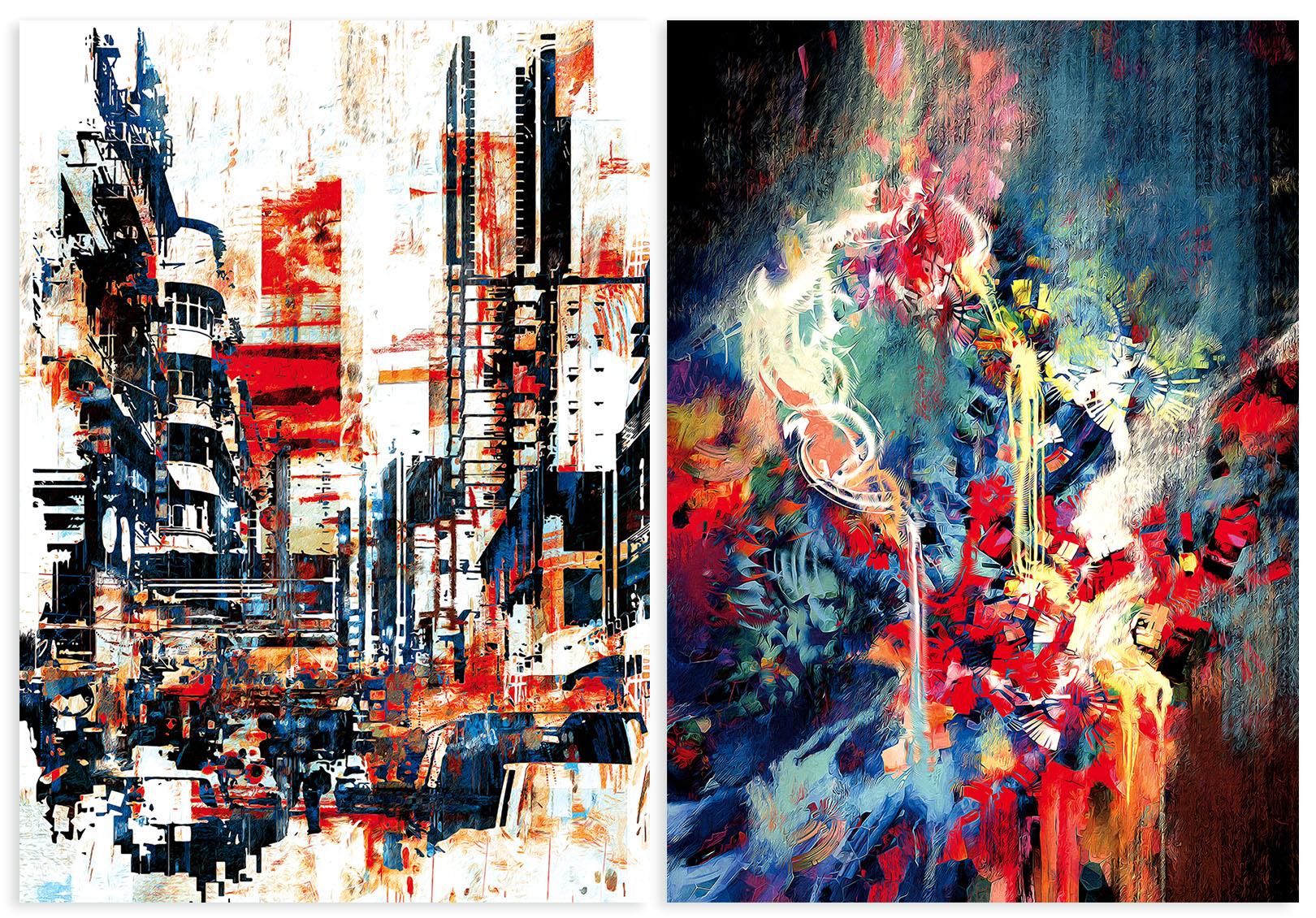 

Zestaw dwóch plakatów abstrakcja 21x29,7 cm A4