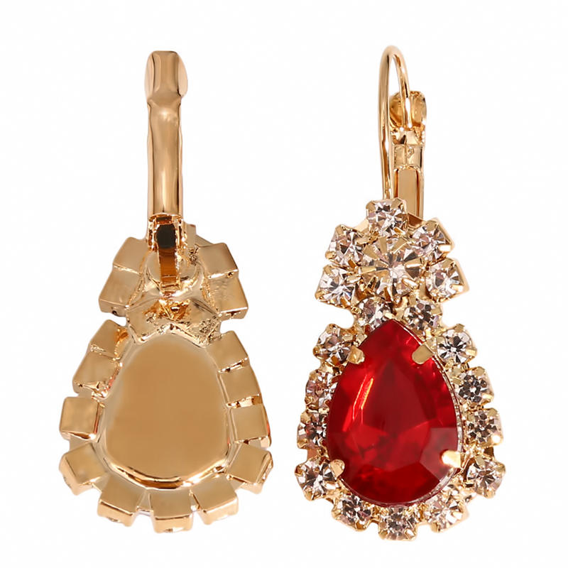 Fashion Women Water Drops Coloured Water Drill Necklace Earrings Ring Set Shining Bride Jewelry