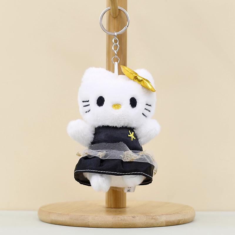 Charming Kuromi Plush Keychain Adorable Cat Bag Charm Soft Short Plush Toy Cat