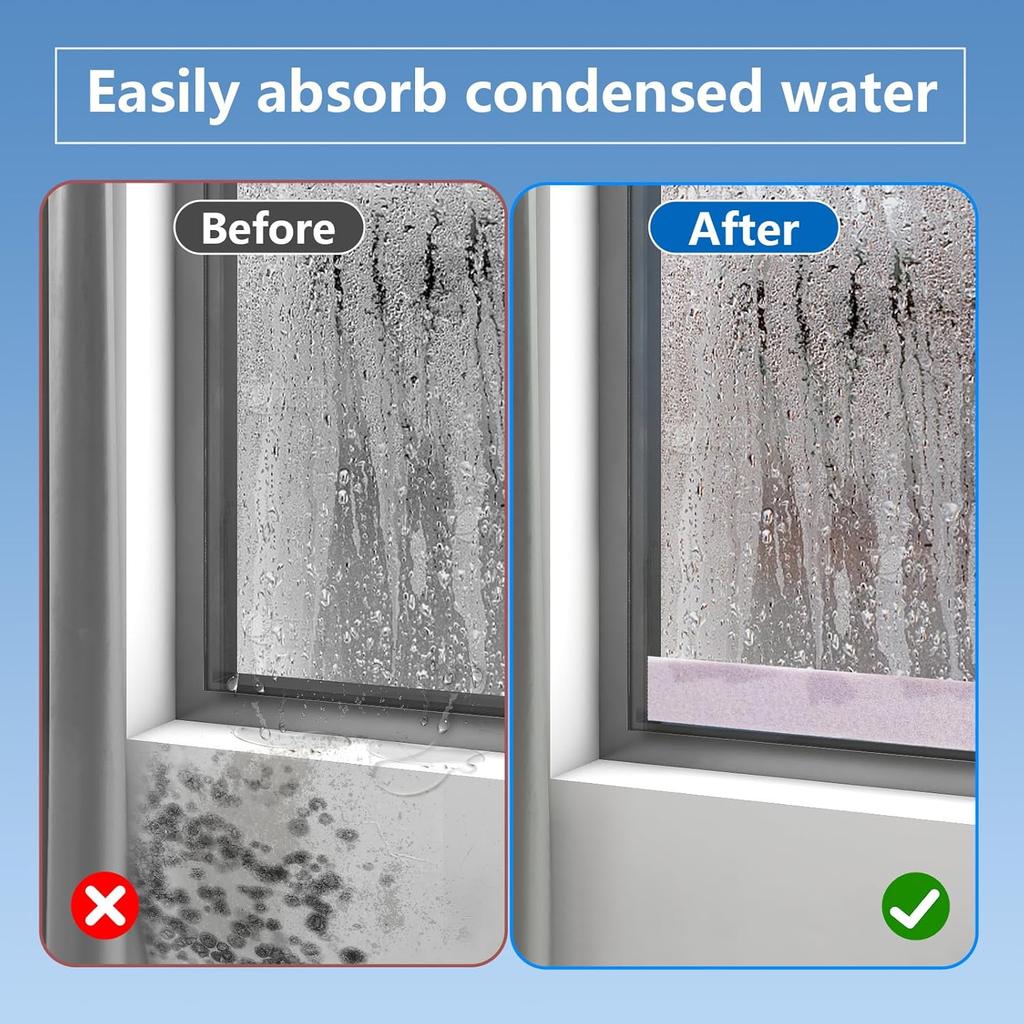 1pc 2/4m Thickened Felt Water Absorbing Sticker Self Adhesive Window Glass Anti Condensation Water Absorption Winter Window Acce