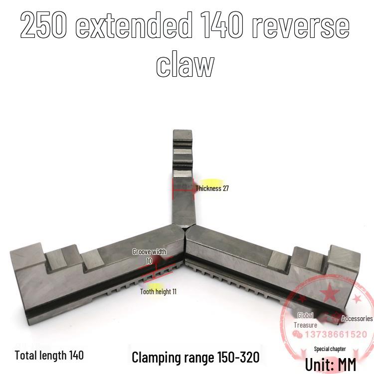 250mm & 500mm Extended Three-Jaw Chuck with Adjustable Jaws