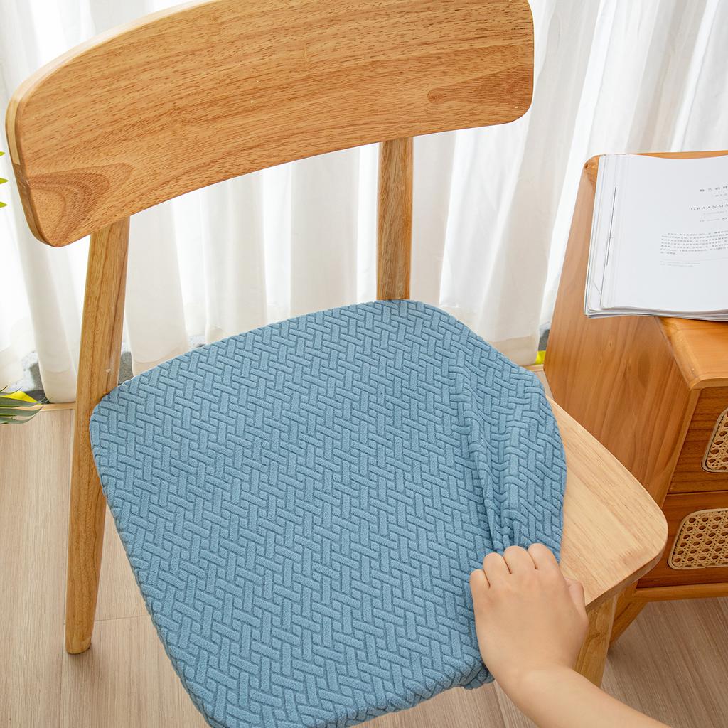 Stretch Jacquard Chair Seat Covers Solid Removable Washable Anti-Dust Dining Room Chair Seat Cushion Slipcovers