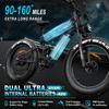 Bicicletă electrică Freesky M520, Motor de vârf 3000W, 41Ah(18+23Ah) Baterie, Anvelope Groase 26*4.0'', Max 40MPH, Autonomie 150KM, Frână Hidraulică, 7 Viteze