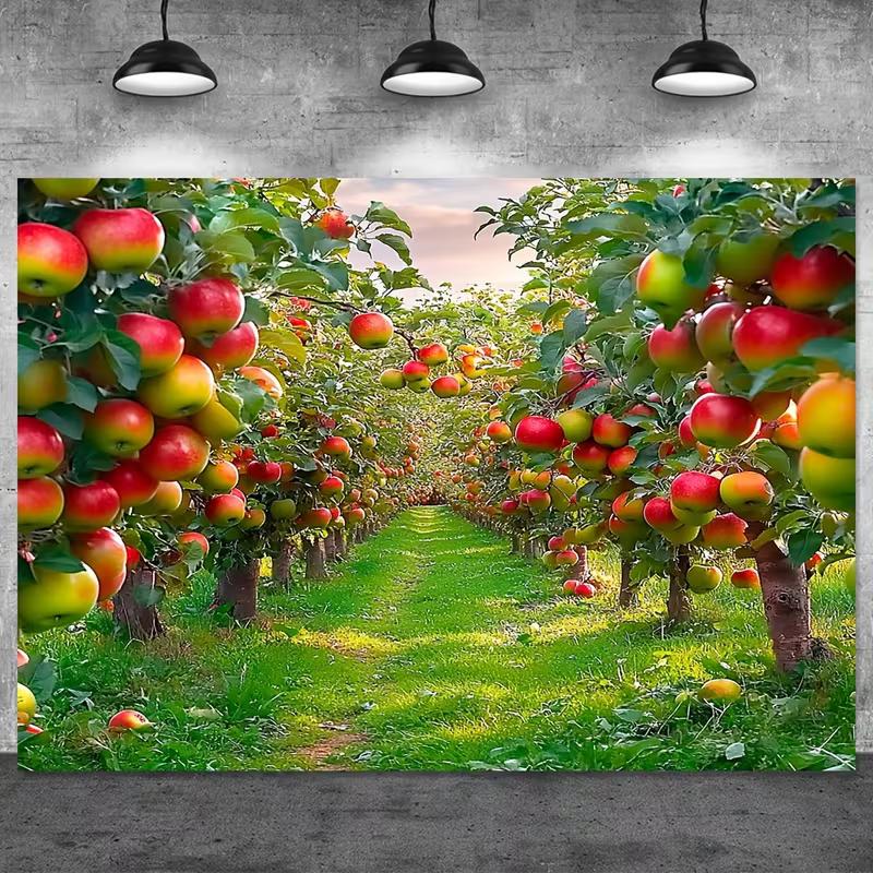 2D Harvest Theme Tapestry, Apple Orchard with Fresh Fruits for Home Decor