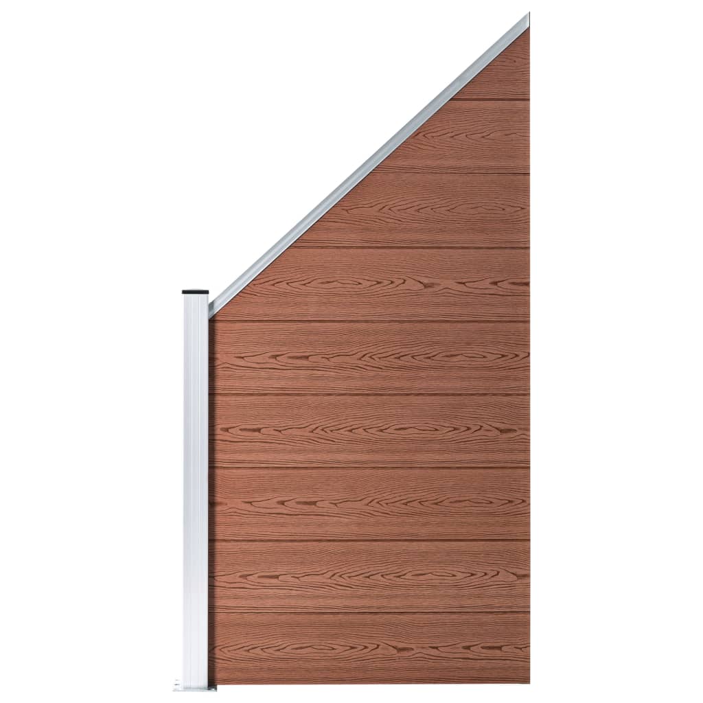 WPC Fence Set: 2 Square Panels + 1 Diagonal Panel 446 x 186 cm Brown