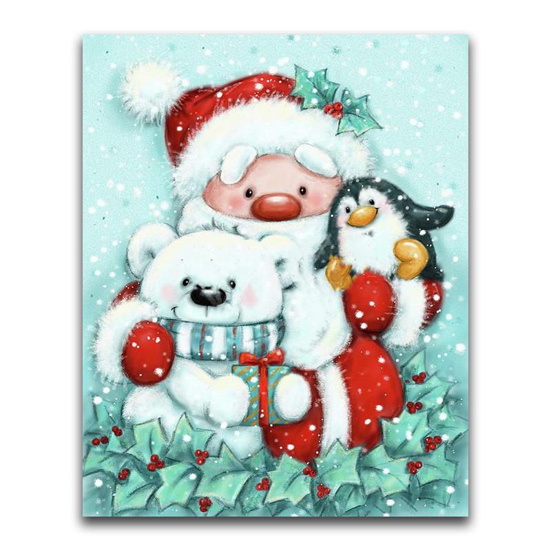 5D DIY Diamond Painting Happy Santa Claus Diamond Embroidery Cross Stitch Kit Full Rhinestone Mosaic Home Decor